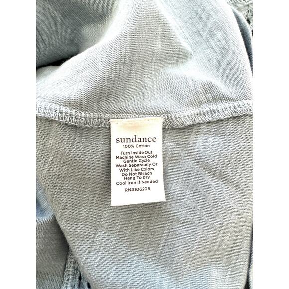 NWT Sundance Women’s Dinah Eyelet Shirt Top Blue Short Sleeve V-Neck - Picture 4 of 11